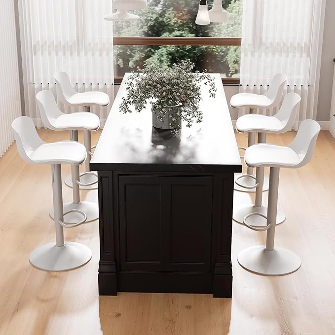 Kidol & Shellder Bar Stools Set of 6 Adjustable Counter Height Stools Modern PU - Image 7