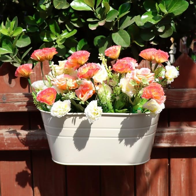 Meltset 3 Pack Metal Iron Hanging Flower Pot, Oval Railing Fence Garden Balcony - Image 6