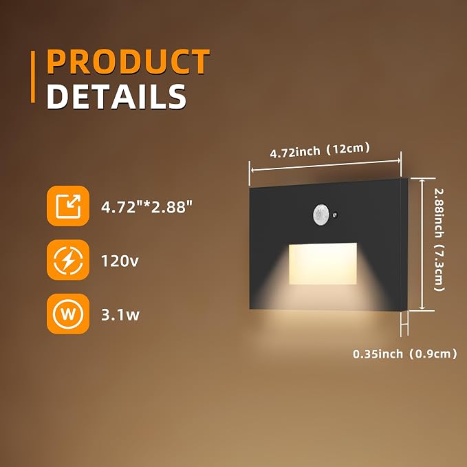 8 Pack Motion Sensor Stair Lights Indoor Outdoor, Dimmable Motion Activated - Image 7