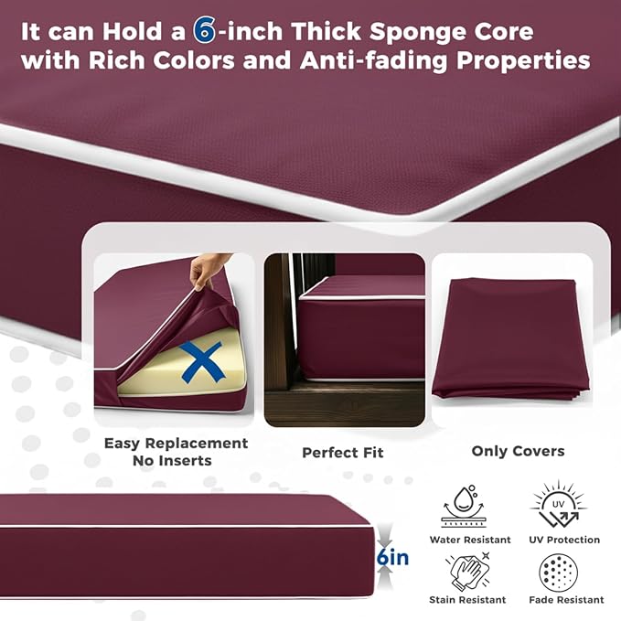 Outdoor Twin Porch Mattress Cover Waterproof, 6inch Outdoor Mattress Cover - Image 5