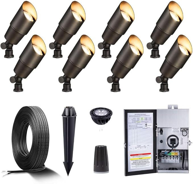 Gardenreet Brass Low Voltage Landscape Spotlights Kit 12V LED by Gardenreet
