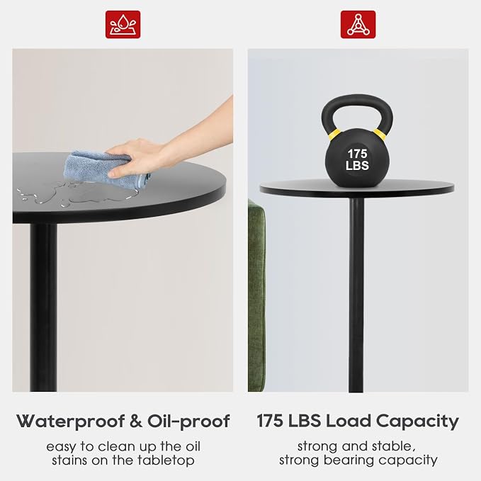 FDW Pub Table 40 Inch Height Cocktail Table Round Bistro Bar Table - Image 6