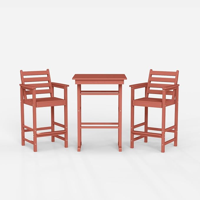 Bar Height Adirondack Chairs and Table Set, Outdoor Patio Bar Set - Image 8