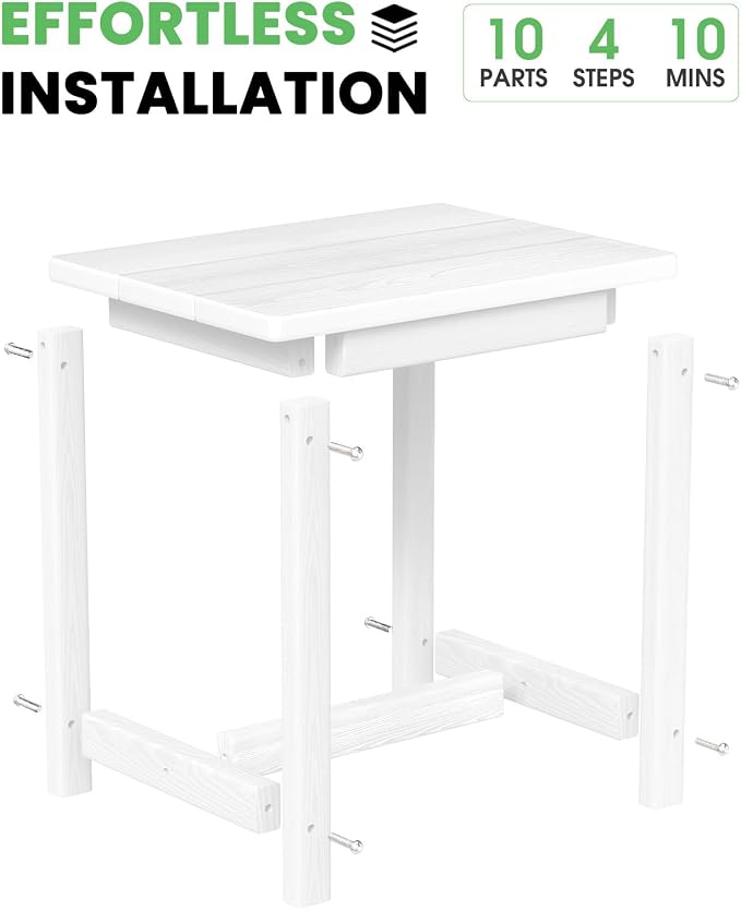 Outdoor Side Table – 17" HDPE Adirondack Side Table, Sturdy Small Outdoor Tables - Image 6
