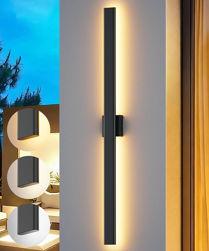 Aipsun Black Outdoor Wall Sconce 3000K 4000K 6000K, 56.3in Modern Exterior by Aipsun