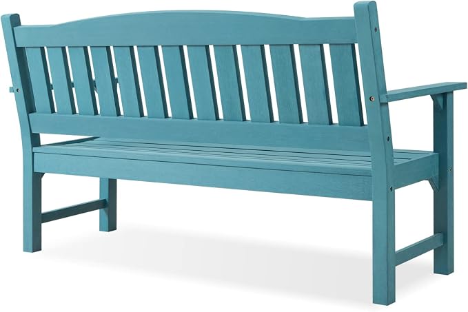 Psilvam 3-Person Outdoor Memorial Bench, All-Weather Poly Lumber Garden Bench - Image 4