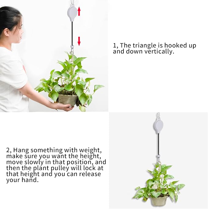 6 Pcs Retractable Plant Hanger, Easy Reach Plant Pulley Adjustable Height Wheel - Image 6
