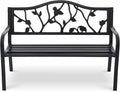 50" Outdoor Garden Bench, Cast Iron Metal Outdoor Benches Weatherproof by Attliahome