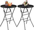 Round Folding Table, Portable Plastic Table w/Thick Table Top, Metal Frame by IWDOO