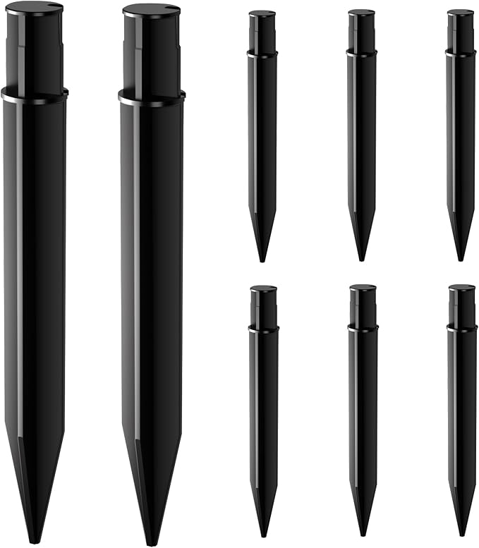8 Pack Reinforced Ground Stakes, 0.83" x 8.27" Solar Lights Spikes, ABS Plastic by COXSENI