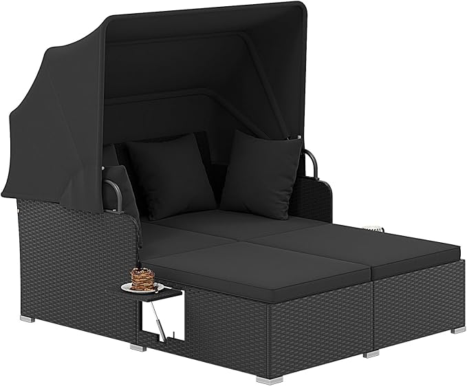 ORALNER Outdoor Daybed, 2-Person Wicker Patio Sofa by ORALNER
