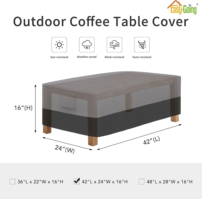 Easy-Going Patio Coffee Table Cover Small Outdoor Rectangular Table Cover - Image 2
