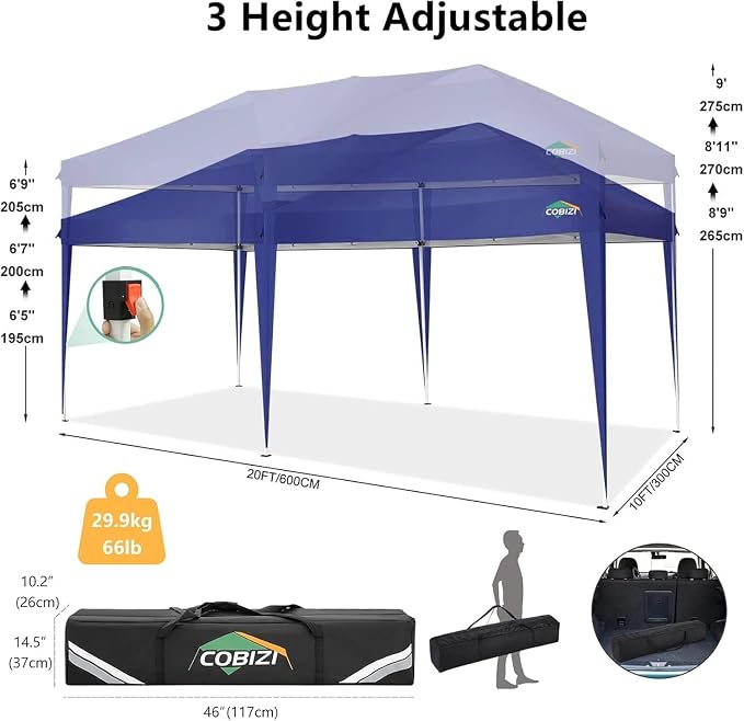 COBIZI 10x20 Pop up Canopy Tent Without Sidewall, Waterproof Portable Outdoor - Image 3