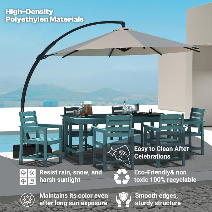 Outdoor HDPE Dining Set 7 Pieces, Patio Table - Image 4