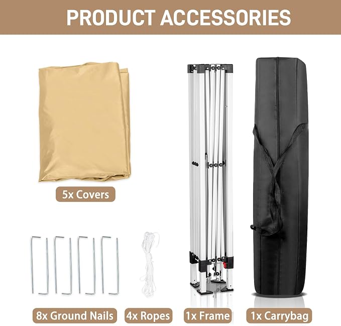 Outvita 10x10ft Ez Pop Up Canopy, Portable Instant Canopy Tent - Image 7