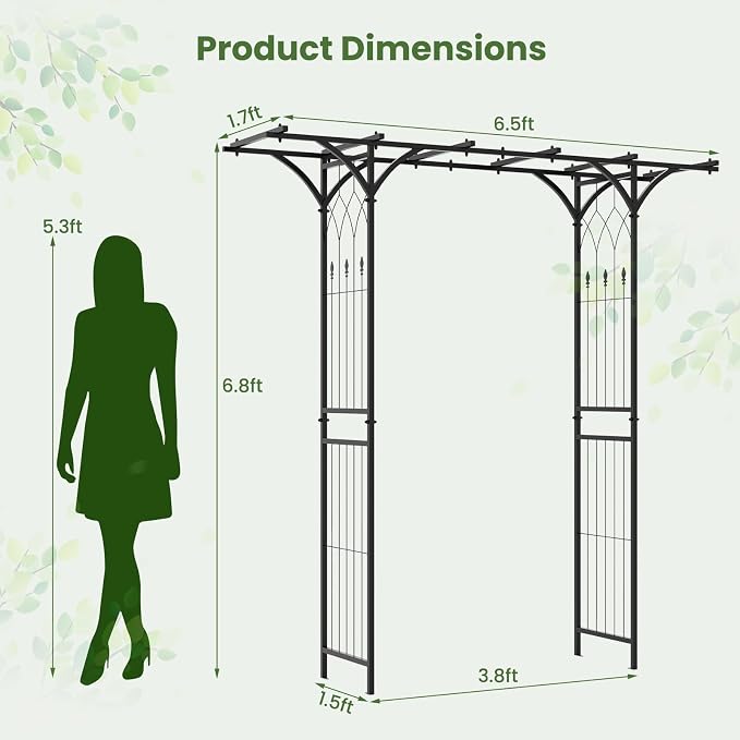 Giantex Garden Arch Trellis, Wedding Arbor - Image 6