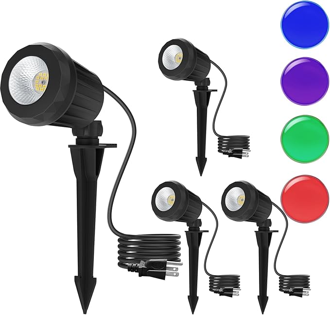 Spotlight Outdoor – 120V Plug-In, 6500K Cool White LED Landscape Lighting by Holeva