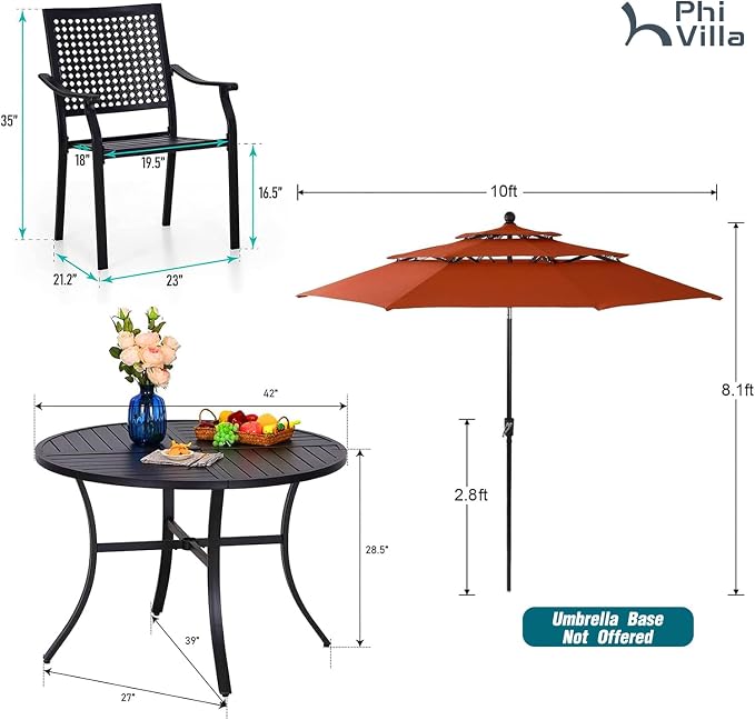 PHI VILLA 5 Pieces Outdoor Dining Set - Image 9