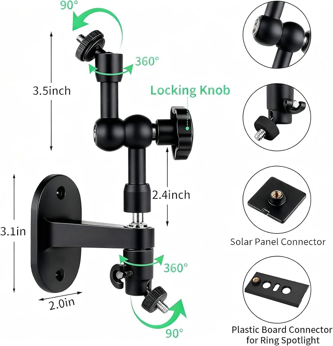 2-in-1 Wall Mount for Solar Panel, Stick Up Cam Battery, Spotlight Cam and - Image 3