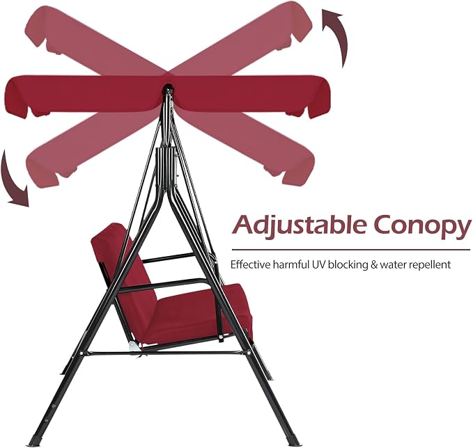 AECOJOY Porch Swing with Stand, 3-Seat Outdoor Clearance Porch Swings - Image 2