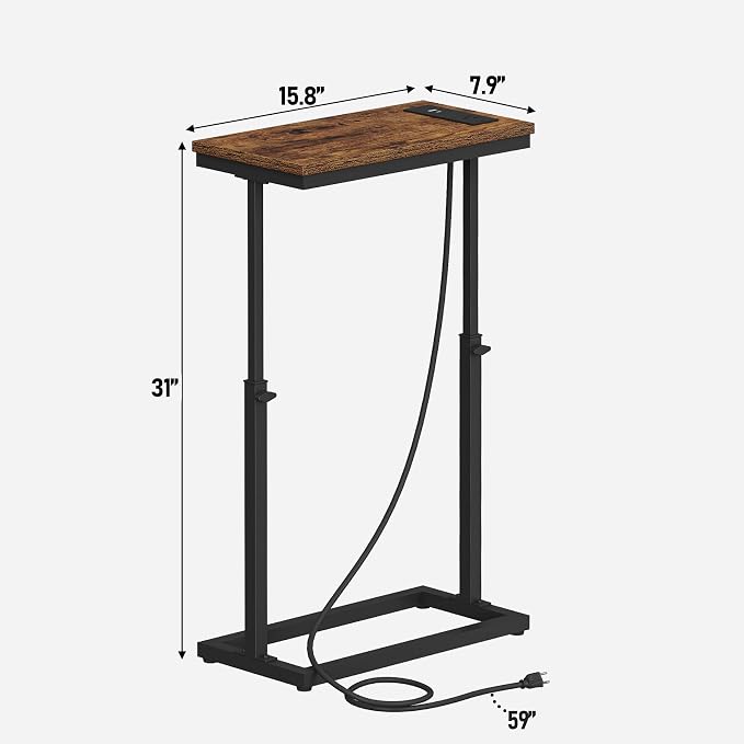 TUTOTAK End Table with Charging Station, Side Table, Tall Couch Table, Sofa - Image 9