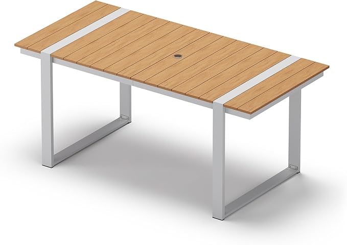 Outdoor Dining Table for 6, HDPS+ Aluminum Patio Dning Table by Oasbira