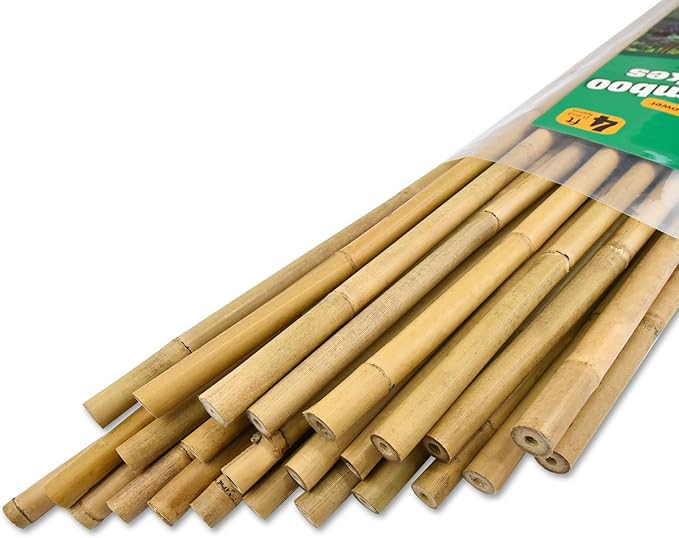 25pcs 1/2" D Thicker Heavy Duty Bamboo Stakes, 4FT Plant Stakes, Natural Garden by Jollybower