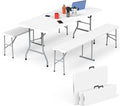 HLPB Folding Table Picnic Table Set, 6 ft Camping Table by HLPB