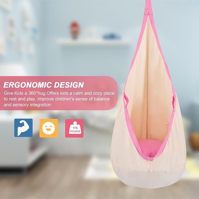 YAERSI Kids Pod Swing Seat Cotton Child Hammock Chair - Image 4