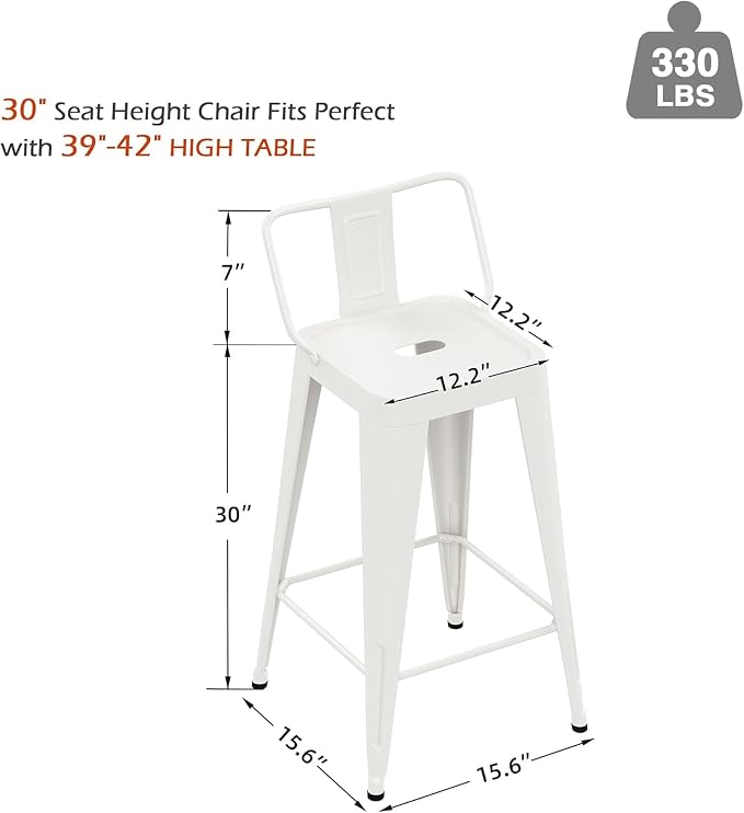 Metal Bar Stools Set of 4 Barstools Indoor/Outdoor Counter Height Bar Stools - Image 2