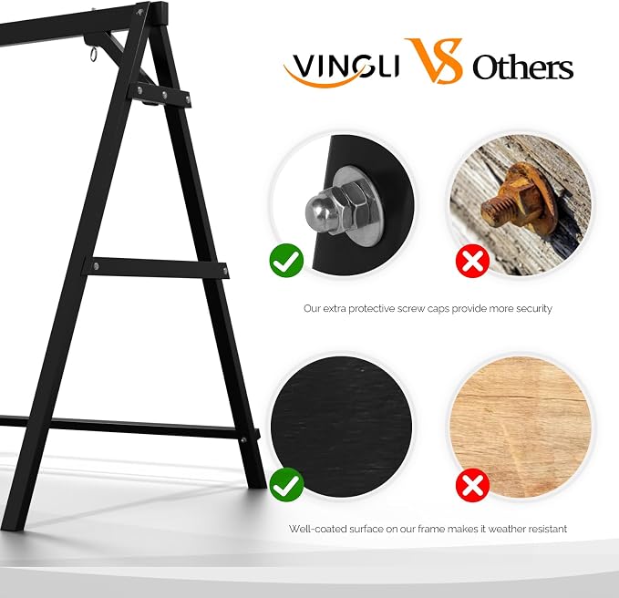 VINGLI 4FT Porch Swing Frame, 660 LBS Capacity Wooden A-Frame Swing Stand - Image 2