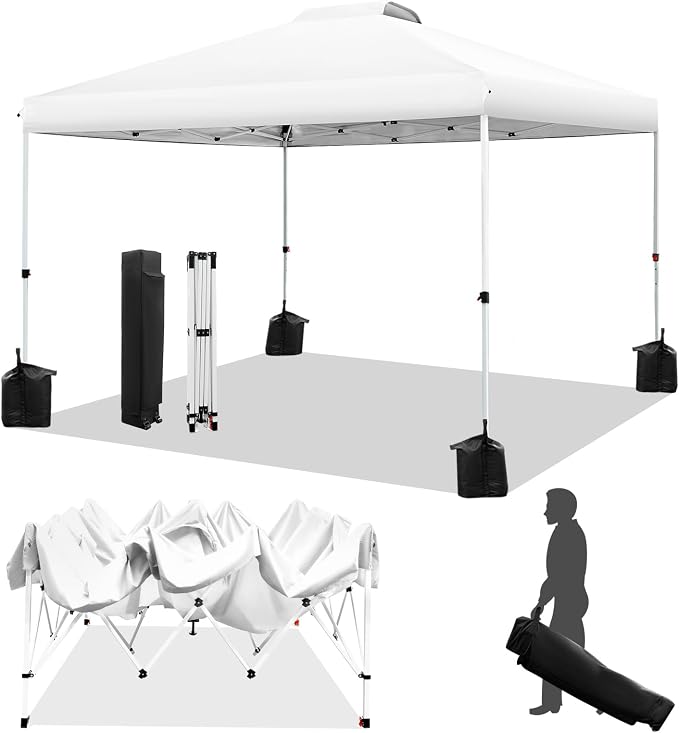 WEIZE Pop up Canopy Tent 10x10ft, 1-Button Push Setup, Instant Portable Shelter by WEIZE