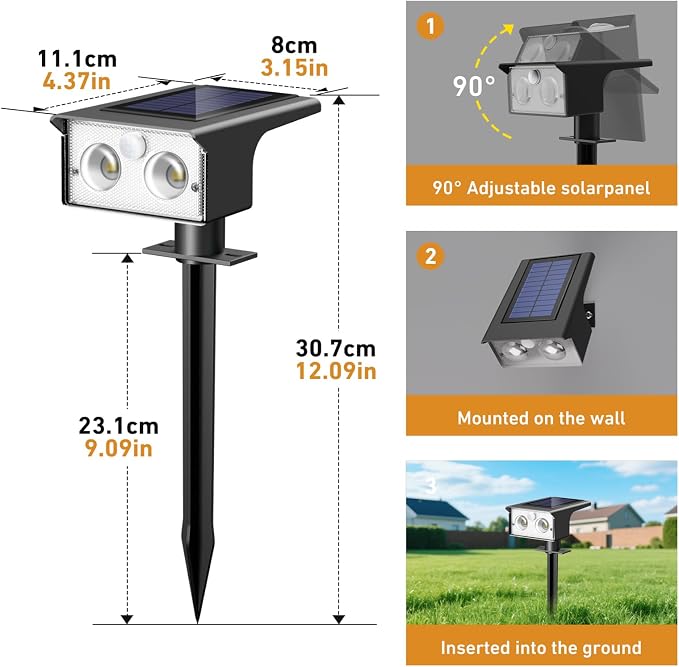 btfarm Solar Spot Lights Outdoor Waterproof, 3 Modes Motion Sensor Lights - Image 6