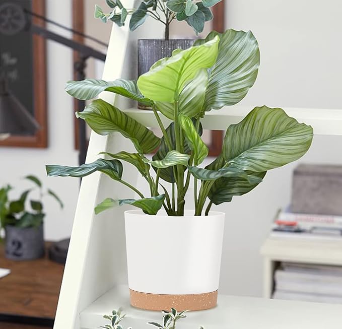 kubvici 8'' Plastic Flower Planter Pots Set of 2 Indoor Outdoor Planters - Image 9