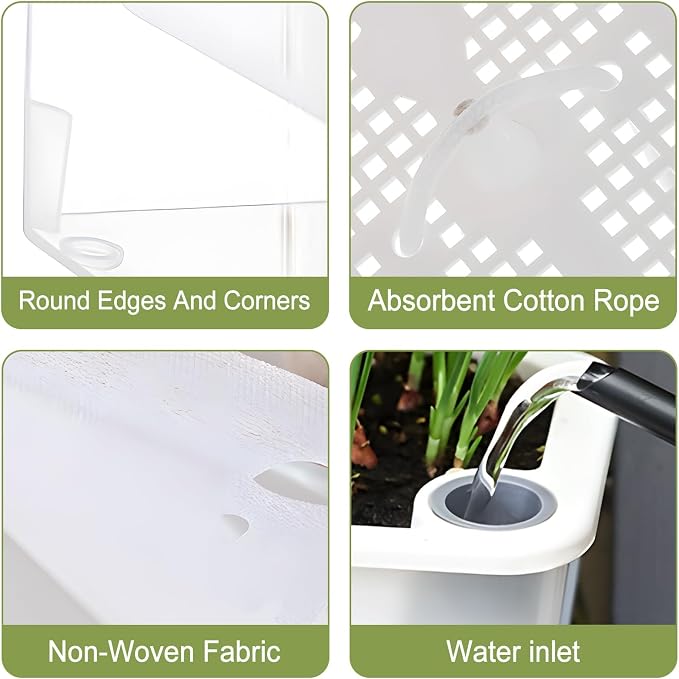 Window Box Planter, 2 Pack 10 Inch Plastic Self Watering Pots - Image 3