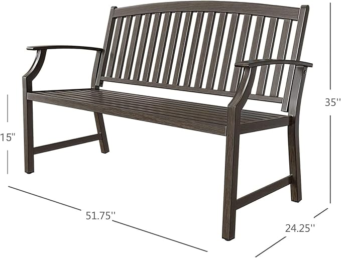 Grand patio 52" Farmhouse Outdoor Bench, Garden Benches - Image 3