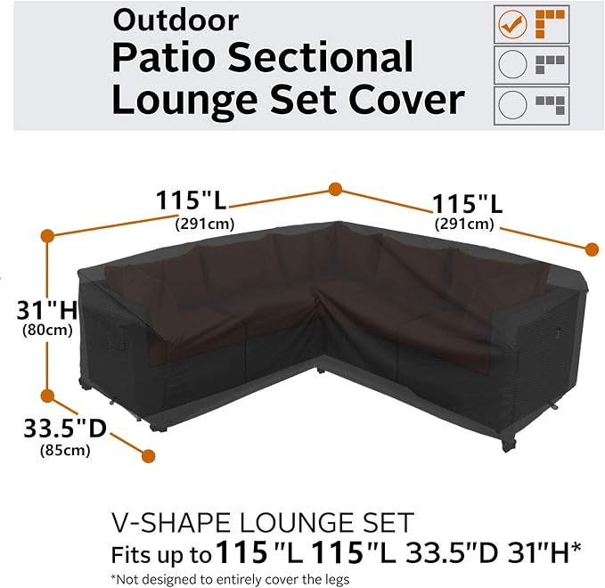 Heavy Duty Outdoor Sectional Sofa Cover, Lawn Patio Furniture Winter Cover - Image 6