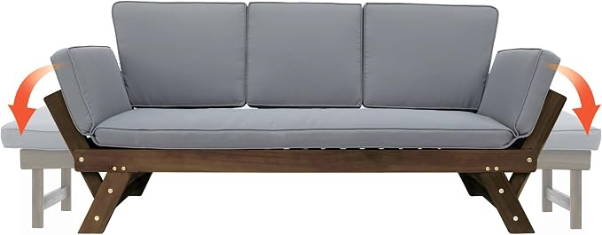 LUMISOL Outdoor Daybed, Convertible Chaise Lounge - Image 5