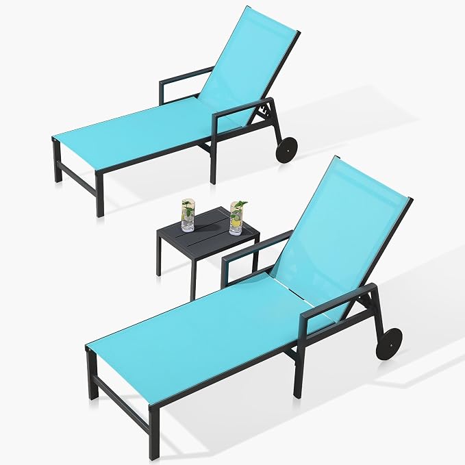PURPLE LEAF 2 Pieces Outdoor Chaise Lounge Aluminum Patio Lounge Chair - Image 9