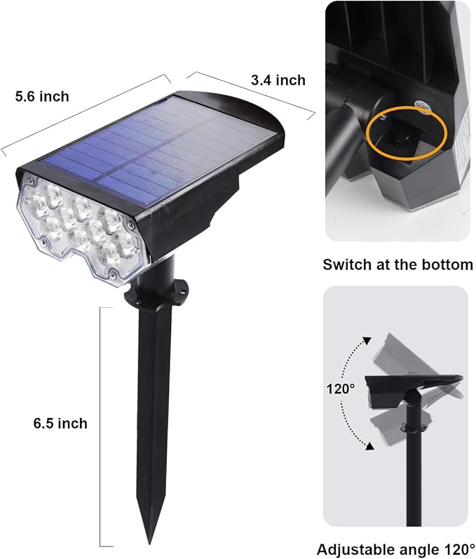 1 Pack Solar Powered Outdoor Spot Lights Outside Waterproof 20 LEDs Landscape - Image 9