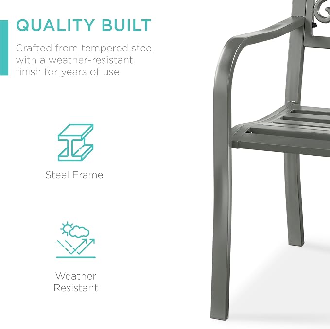 Best Choice Products Outdoor Bench Steel Garden Patio Porch Furniture - Image 4