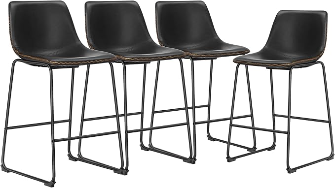DUMOS 26 Inch Counter Height Bar Stools Set of 4, Modern Faux Leather High by DumosLifestyle