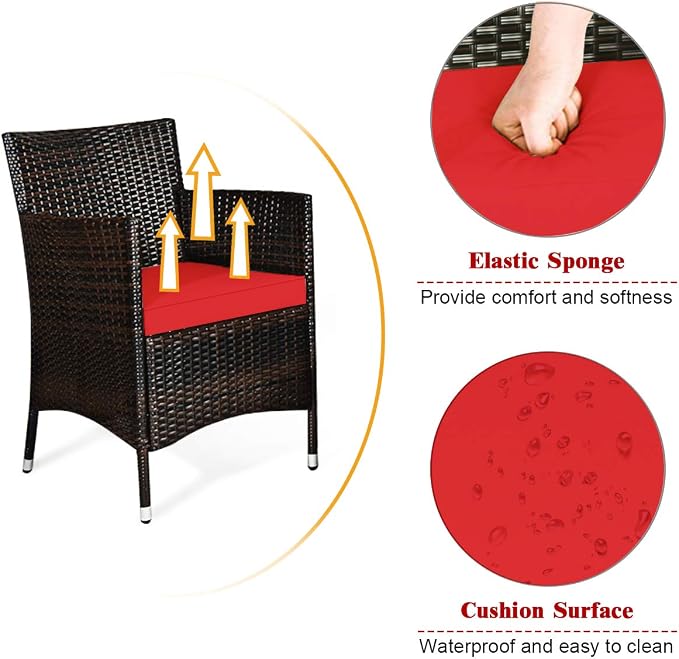 COSTWAY 8PCS Rattan Patio Furniture Set, Outdoor Wicker Rattan Chairs - Image 9