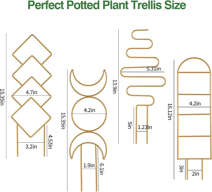 Indoor Plant Trellis for Potted Plants, 16inch Gold Small Trellis for Climbing - Image 5