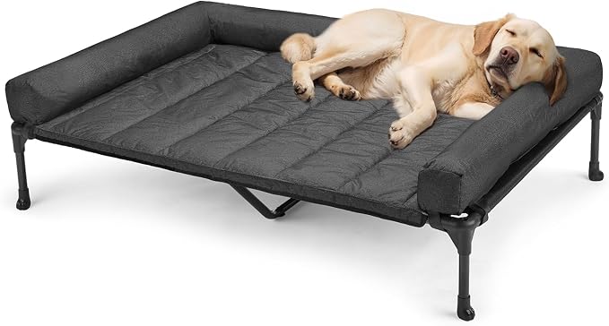 Veehoo Cooling Elevated Dog Bed Add Removable Waterproof Bolster Cushion Mat - Image 7
