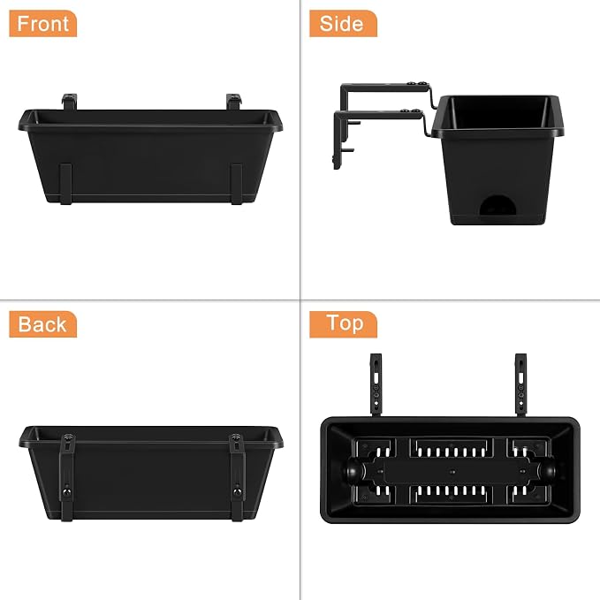 ETELI Railing Planter Hanging and Planter Box Brackets Set 6 Pack Adjustable - Image 7