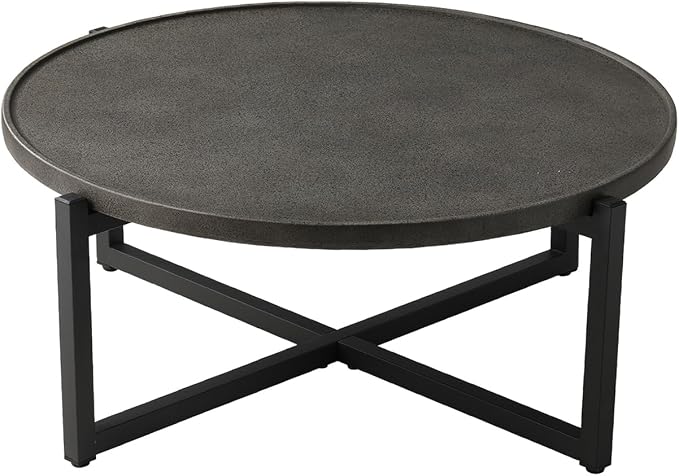 COSIEST Small Round Outdoor Coffee Table Dark Grey, Balcony and Living Room - Image 4