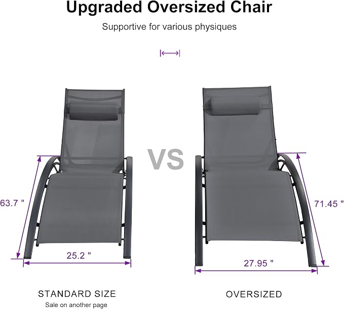 PURPLE LEAF Patio Oversized Chaise Lounge Chair Set - Image 2
