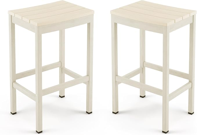 Outdoor Bar Stools Set of 2, 26 Inch All Weather HDPS Patio Counter Height by COZYMAN