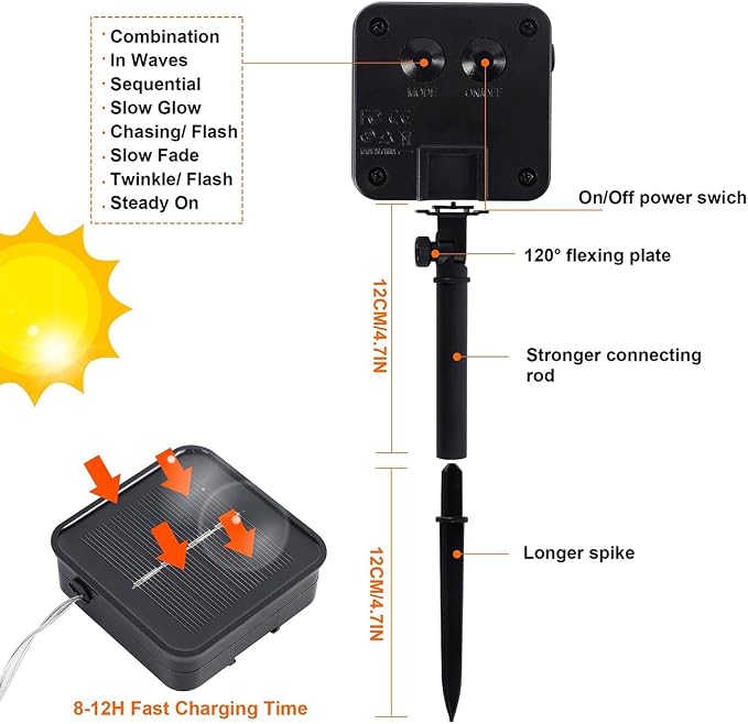 Twinkle Star 2 Pack Solar String Lights Outdoor, Total 80 FT 240 LED Solar - Image 3